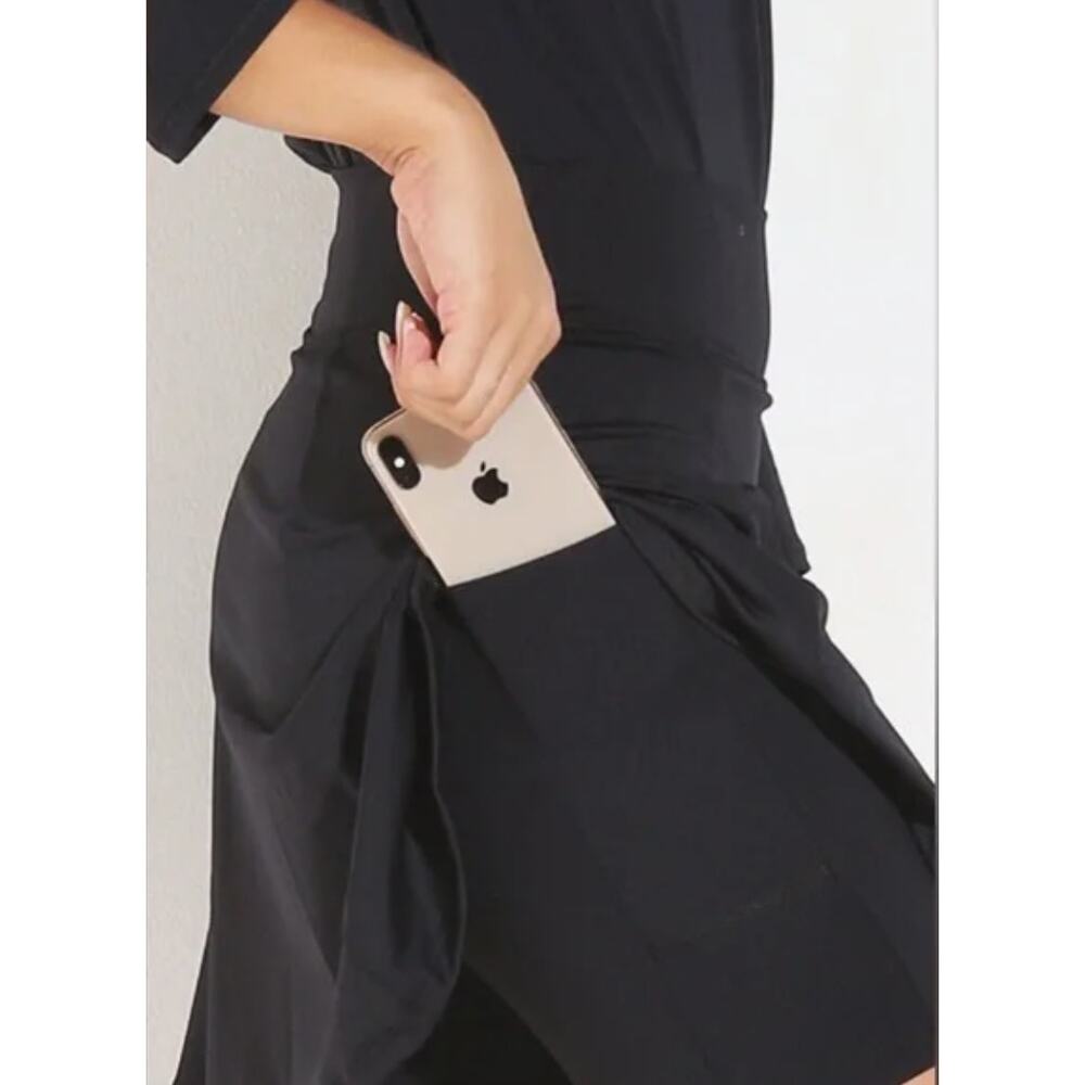 DonaJo Black Athletic Skort Pickleball Tennis Running Golf Pocket Shorts 2 - Picture 2 of 9